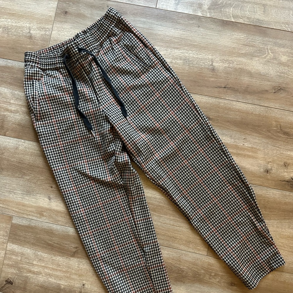 FALL PLAID ANKLE PANTS W/ TIE